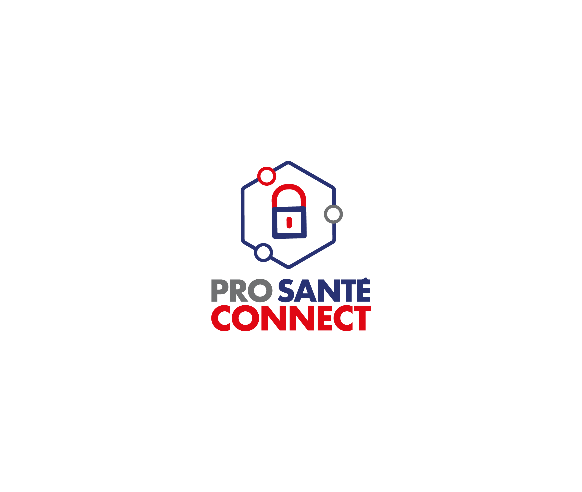 Logo pro santé connect quadri bleu rouge et gris