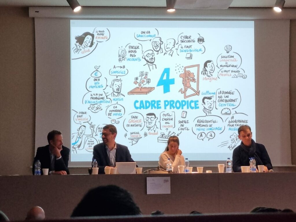 La facilitation graphique lors de la table ronde de l'axe 4 : Déployer un cadre propice pour le développement des usages et de l’innovation numérique en santé