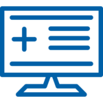 Pictogramme bleu tableau de bord informatique