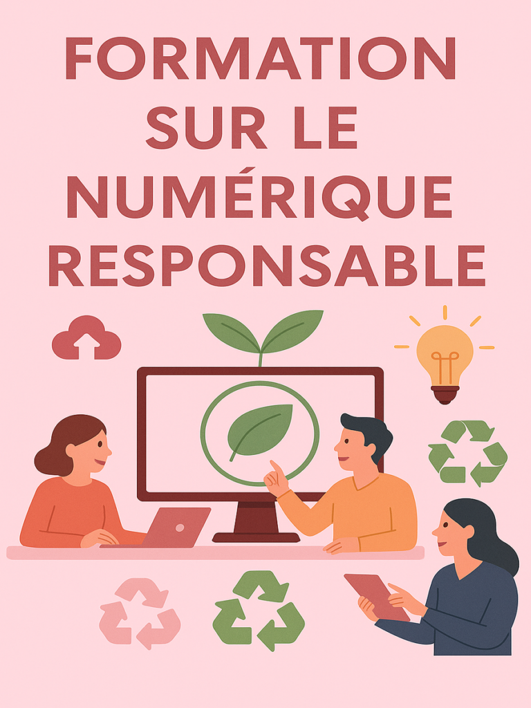 Affiche représentant une formation sur le numérique responsable, rose