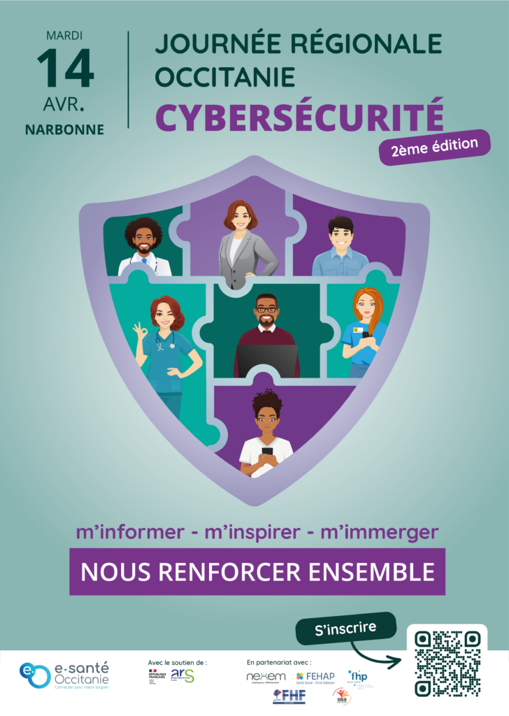 Affiche annonçant la 2ème édition de la journée régionale de la cybersécurité en santé en Occitanie 2026
