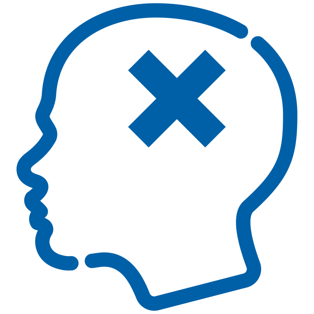 Pictogramme bleu représentant une personne faisant un AVC