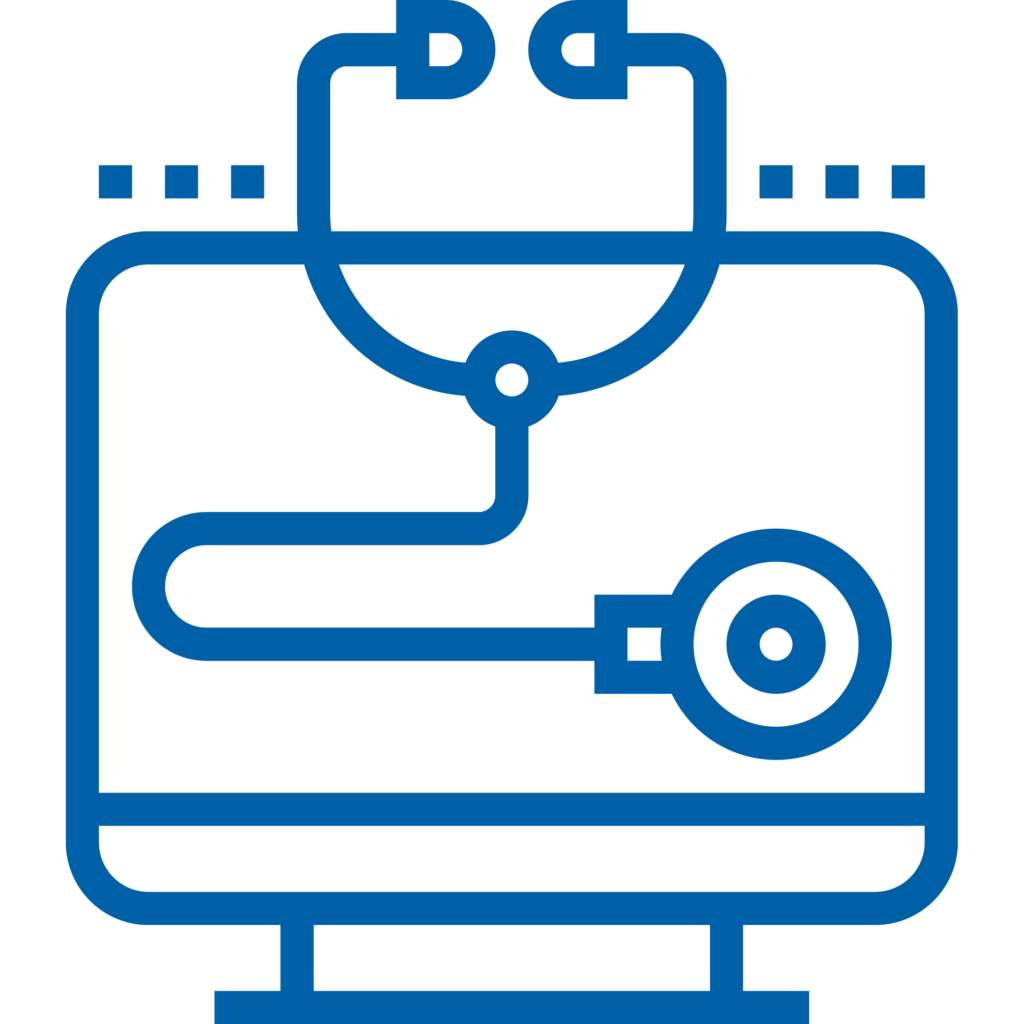 pictogramme bleu représentant une téléexpertise