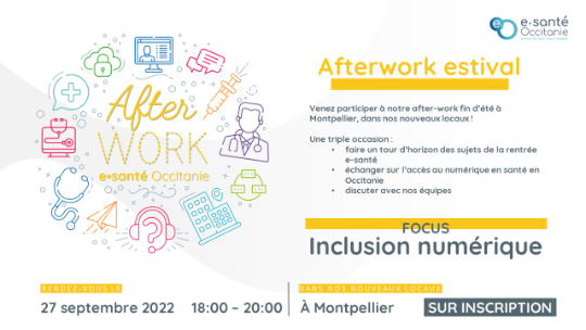 Invitation after-work estival e-santé Médico-social 27 septembre 18h Montpellier